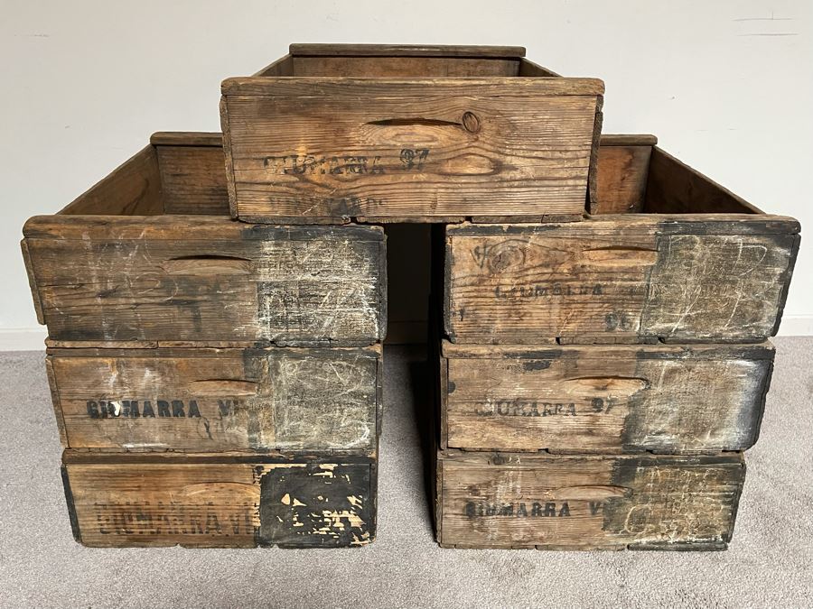 (7) Vintage Giumarra Vineyards Wooden Wine Crates 24W X 18D X 7H [Photo 2]