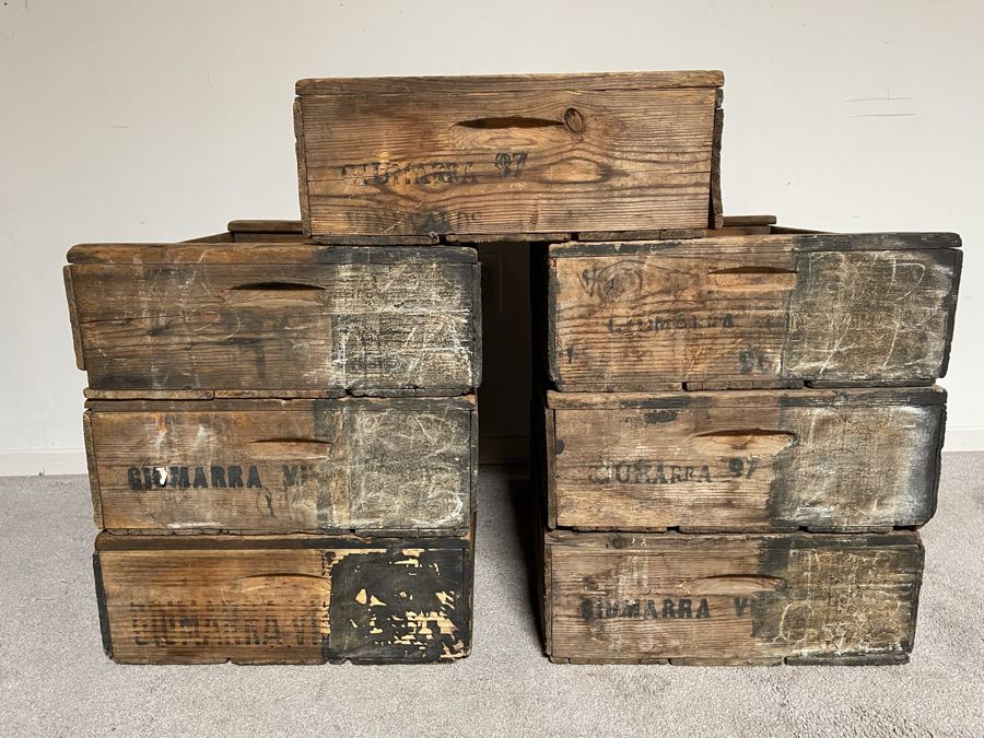 (7) Vintage Giumarra Vineyards Wooden Wine Crates 24W X 18D X 7H [Photo 3]
