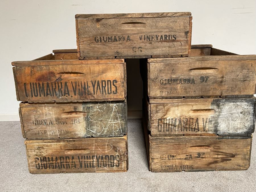 (7) Vintage Giumarra Vineyards Wooden Wine Crates 24W X 18D X 7H [Photo 5]