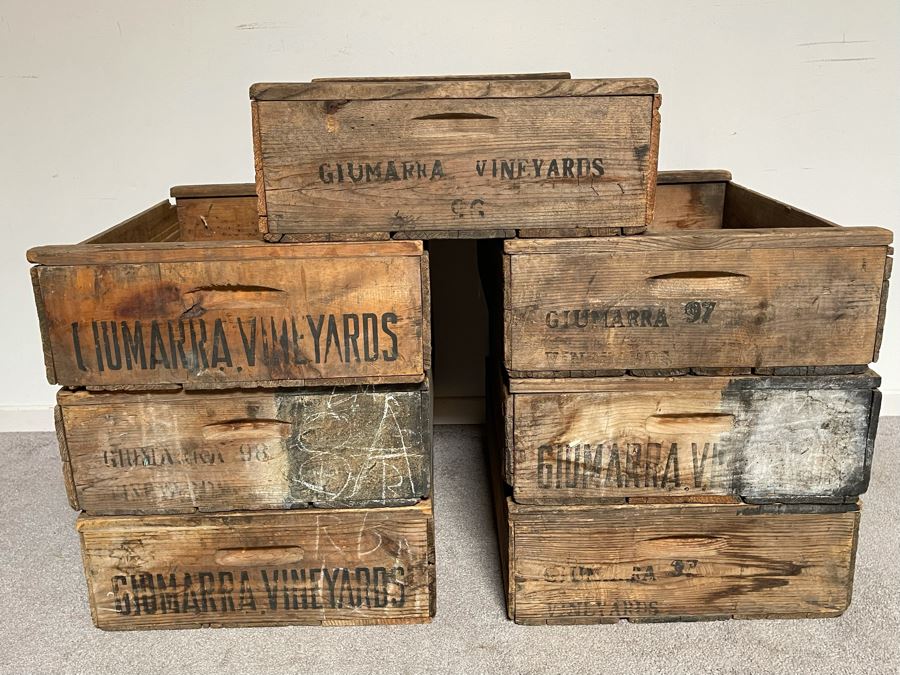 (7) Vintage Giumarra Vineyards Wooden Wine Crates 24W X 18D X 7H [Photo 4]