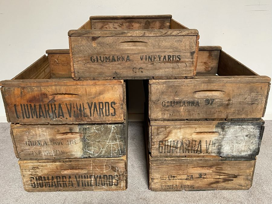 (7) Vintage Giumarra Vineyards Wooden Wine Crates 24W X 18D X 7H [Photo 3]