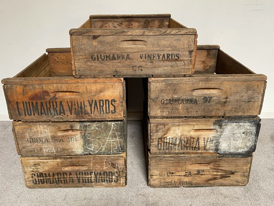 (7) Vintage Giumarra Vineyards Wooden Wine Crates 24W X 18D X 7H [Photo 2]