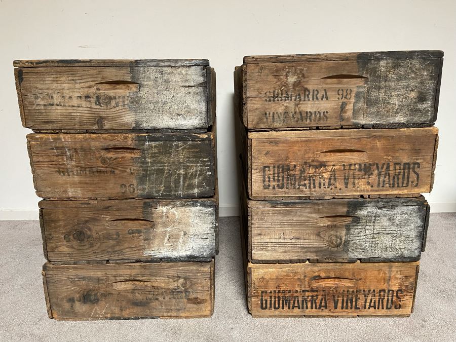 (8) Vintage Giumarra Vineyards Wooden Wine Crates 24W X 18D X 7H [Photo 3]