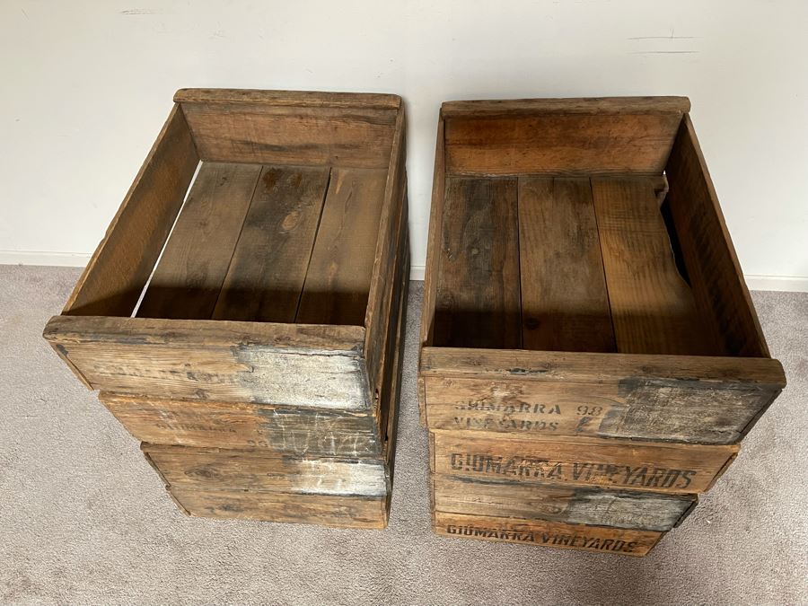 (8) Vintage Giumarra Vineyards Wooden Wine Crates 24W X 18D X 7H [Photo 4]