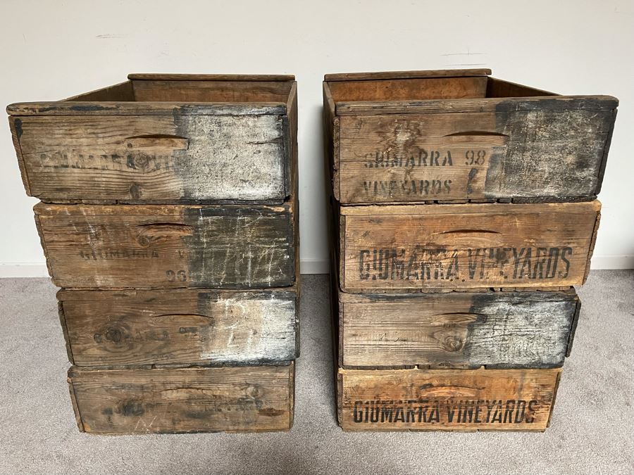 (8) Vintage Giumarra Vineyards Wooden Wine Crates 24W X 18D X 7H [Photo 2]