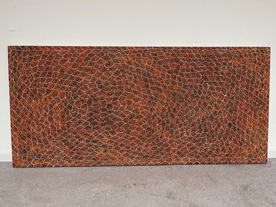 Large Original Aboriginal Bush Plum Dreaming Painting On Canvas By Cindy Morton (1976-2021) 65W X 27H Estimate $2,000 [Photo 3]