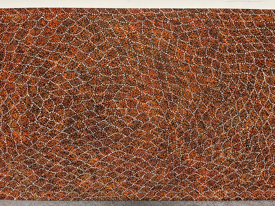 Large Original Aboriginal Bush Plum Dreaming Painting On Canvas By Cindy Morton (1976-2021) 65W X 27H Estimate $2,000 [Photo 5]