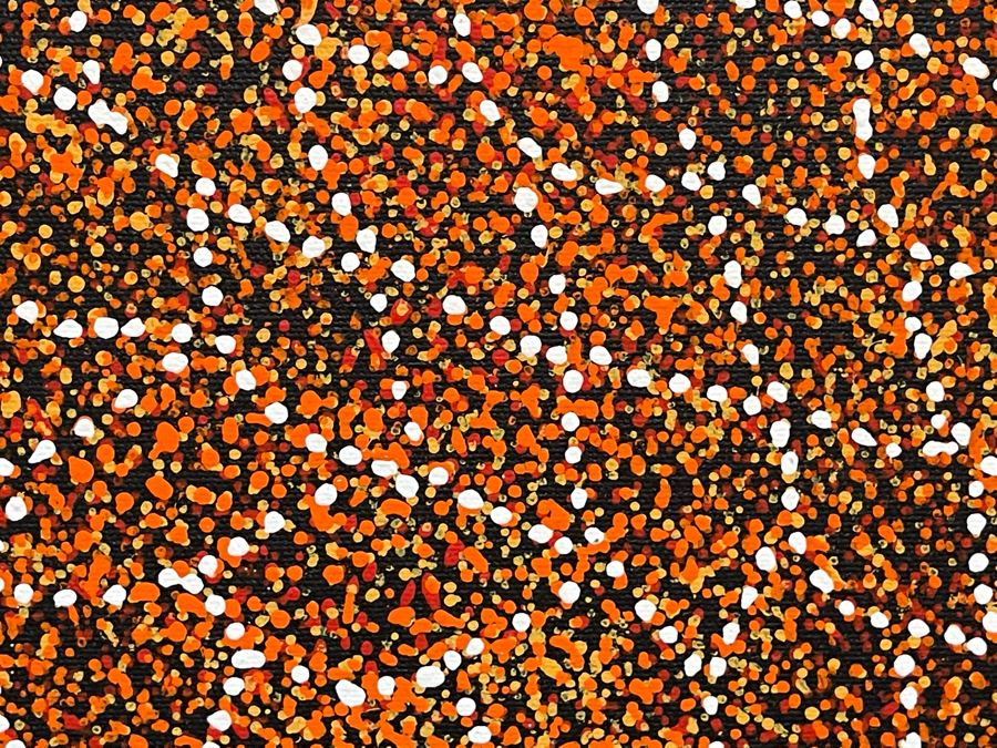 Large Original Aboriginal Bush Plum Dreaming Painting On Canvas By Cindy Morton (1976-2021) 65W X 27H Estimate $2,000 [Photo 7]