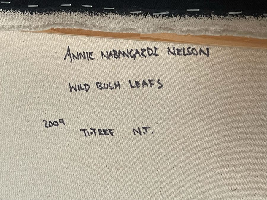 Large Original Aboriginal Wild Bush Leafs Painting On Canvas By Annie Nelson Napangardi Ti-Tree N.T. 78W X 40H Estimate $2,900 [Photo 10]