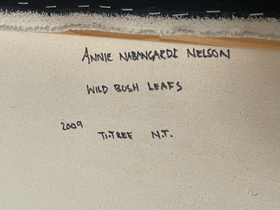 Large Original Aboriginal Wild Bush Leafs Painting On Canvas By Annie Nelson Napangardi Ti-Tree N.T. 78W X 40H Estimate $2,900 [Photo 9]