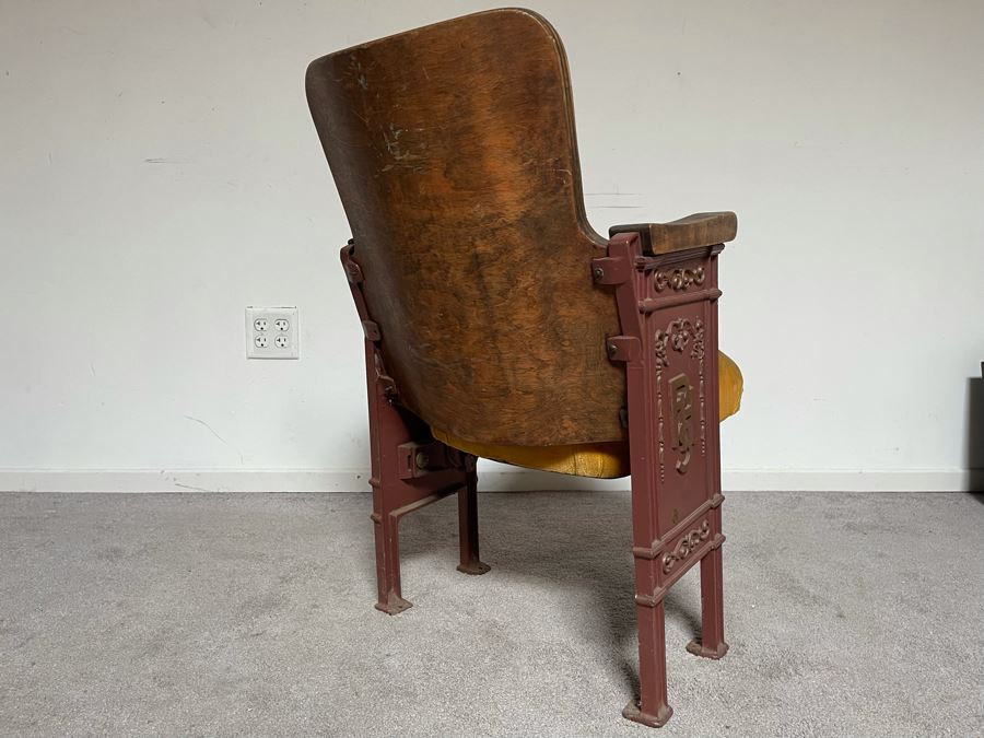 Old Cast Iron And Wood Theatre Seat Needs Restoration 19W X 18D X 32H [Photo 7]