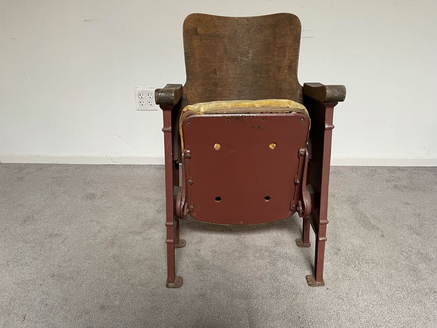 Old Cast Iron And Wood Theatre Seat Needs Restoration 19W X 18D X 32H [Photo 13]