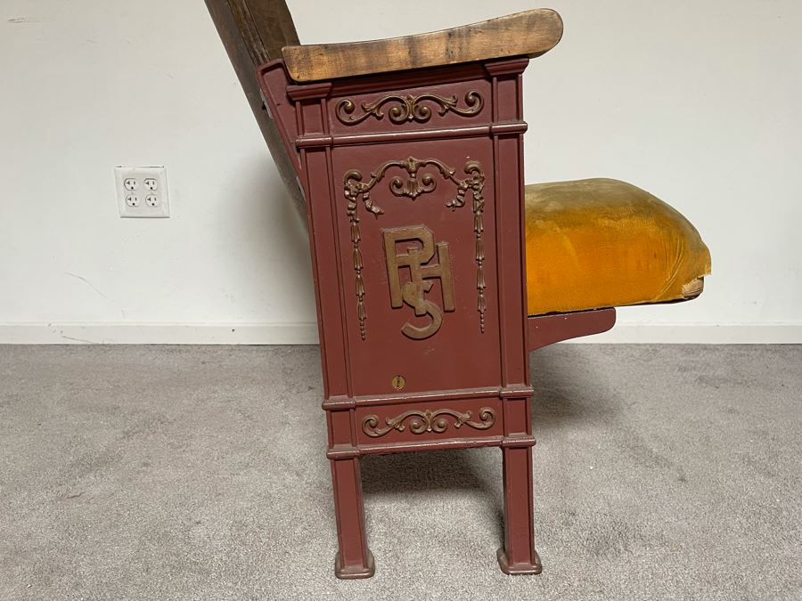 Old Cast Iron And Wood Theatre Seat Needs Restoration 19W X 18D X 32H [Photo 2]