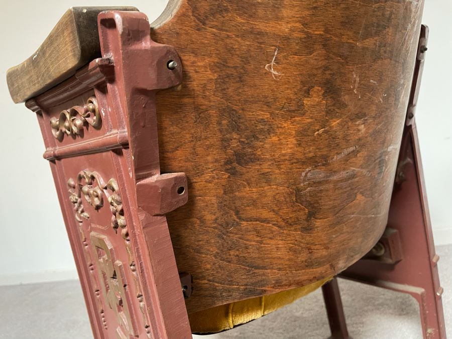 Old Cast Iron And Wood Theatre Seat Needs Restoration 19W X 18D X 32H [Photo 9]