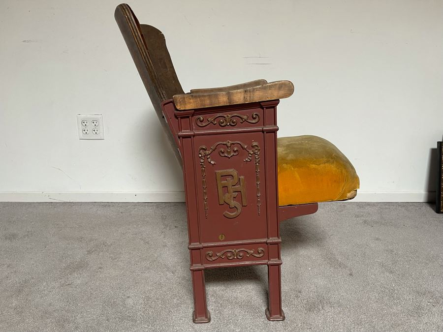 Old Cast Iron And Wood Theatre Seat Needs Restoration 19W X 18D X 32H [Photo 6]