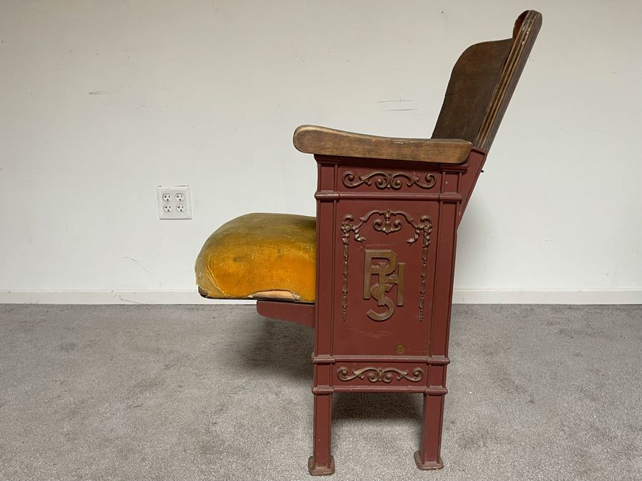 Old Cast Iron And Wood Theatre Seat Needs Restoration 19W X 18D X 32H [Photo 11]
