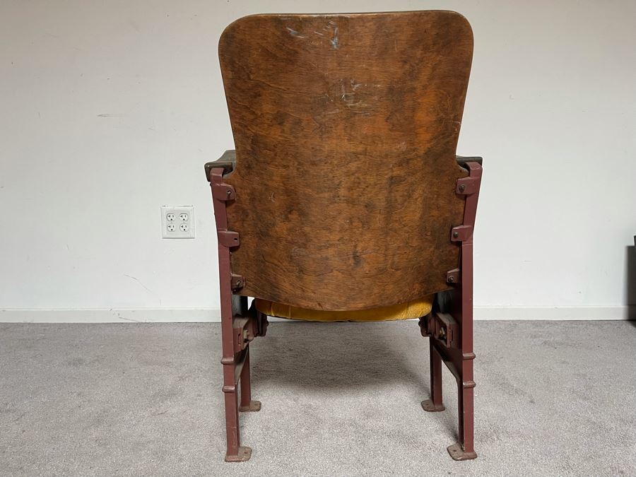 Old Cast Iron And Wood Theatre Seat Needs Restoration 19W X 18D X 32H [Photo 8]