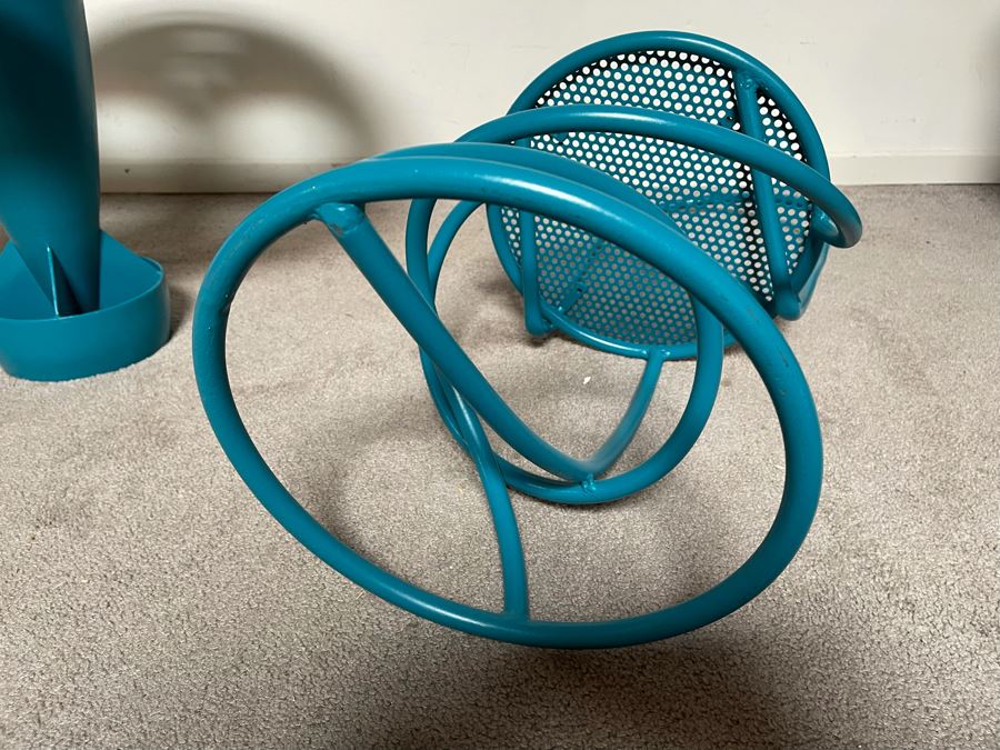 One-Of-A-Kind Artisan Made Table Constructed From An Old Bomb Casing And Early Hollywood Movie Film Reel 25R X 19H With Custom Bent Metal Chair [Photo 11]