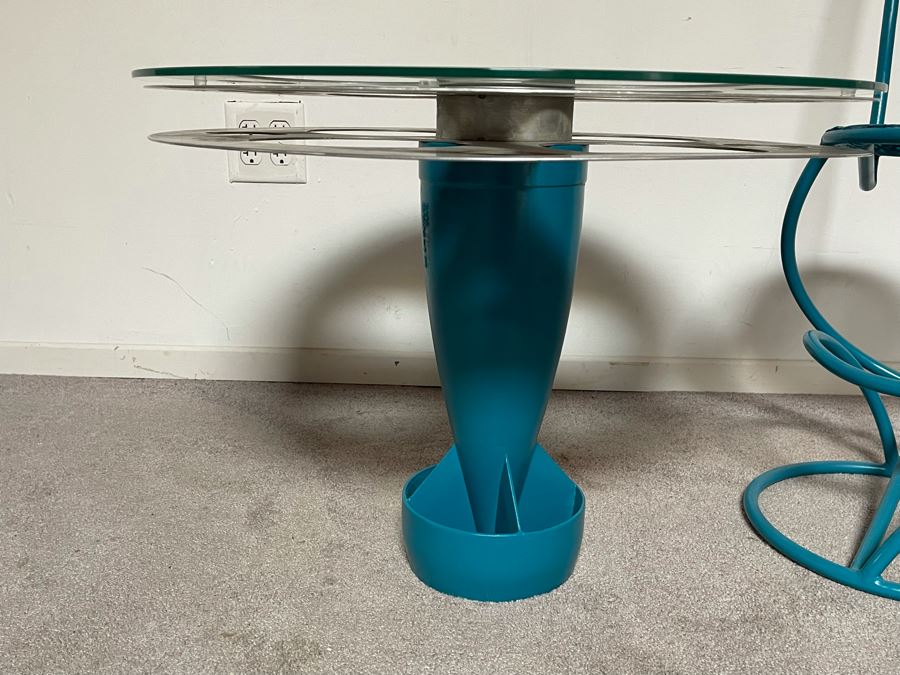 One-Of-A-Kind Artisan Made Table Constructed From An Old Bomb Casing And Early Hollywood Movie Film Reel 25R X 19H With Custom Bent Metal Chair [Photo 5]