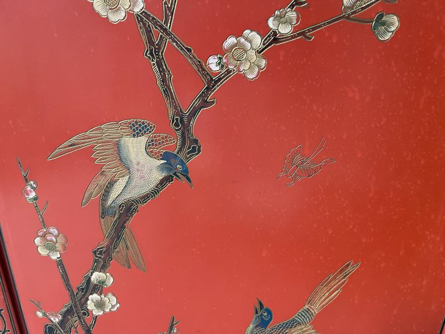 Vintage Chinese Red Lacquer Hand-Painted Cabinet 34.5W X 18D X 70H [Photo 22]