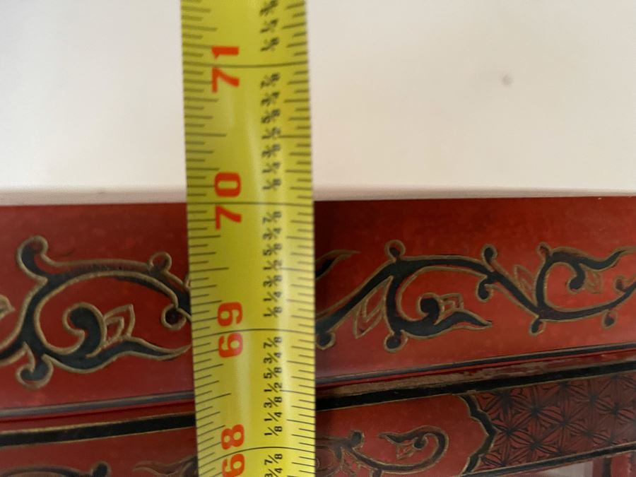 Vintage Chinese Red Lacquer Hand-Painted Cabinet 34.5W X 18D X 70H [Photo 25]