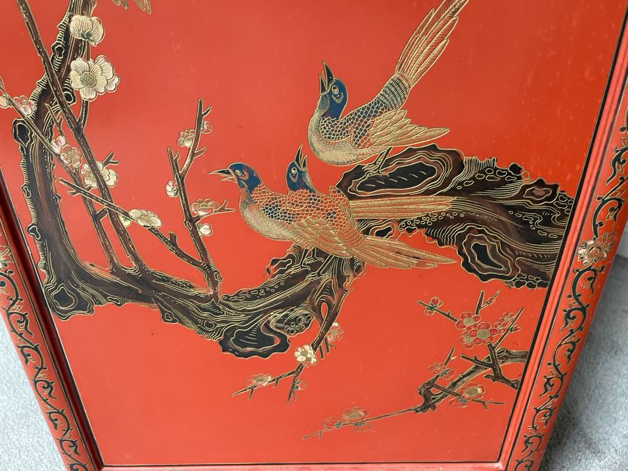 Vintage Chinese Red Lacquer Hand-Painted Cabinet 34.5W X 18D X 70H [Photo 21]