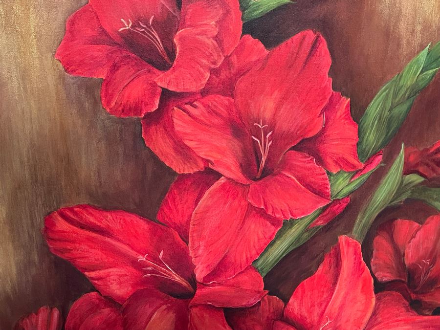 Original Floral Painting By A Magyar 2008 On Canvas 40 X 48 [Photo 5]