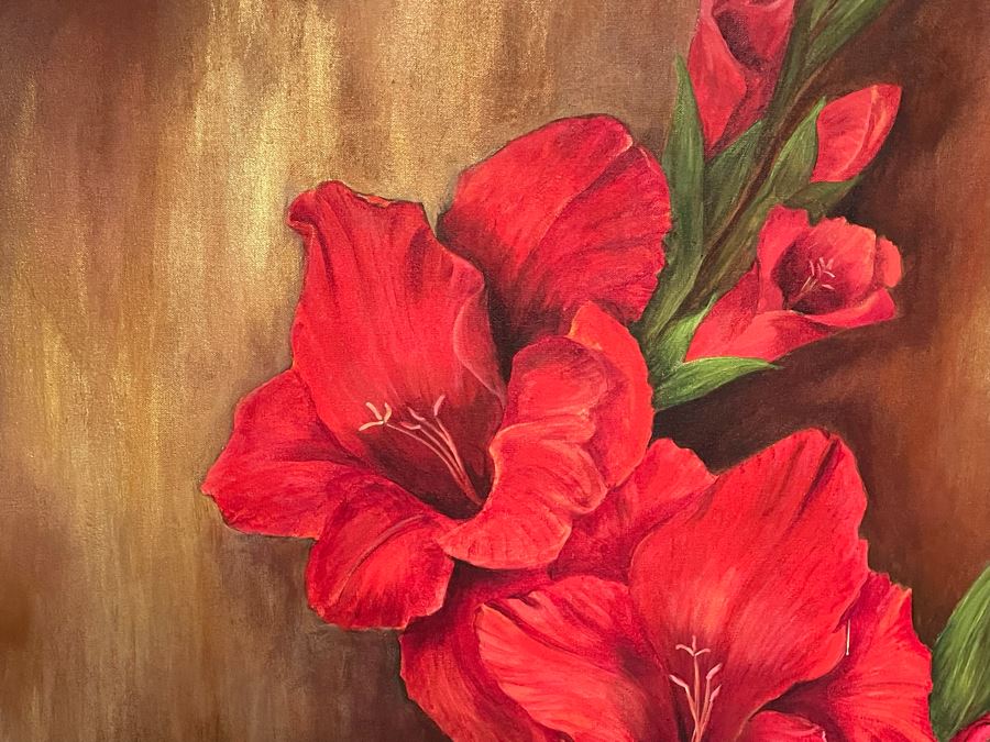 Original Floral Painting By A Magyar 2008 On Canvas 40 X 48 [Photo 6]