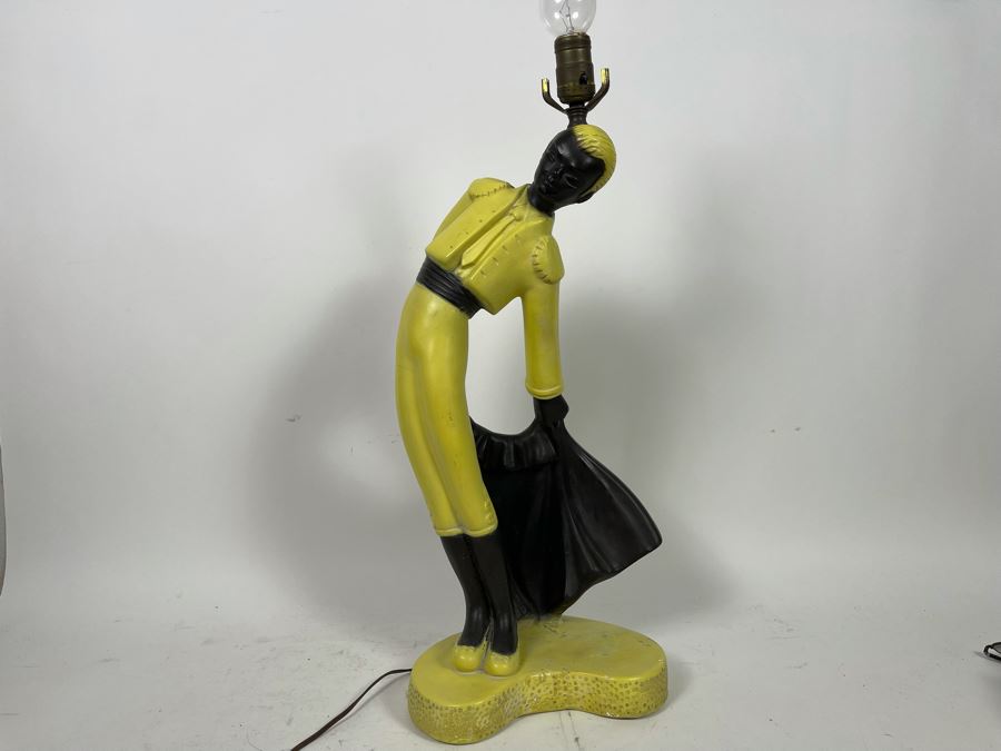 Mid-Century Bullfighter Matador Plaster Lamp Working 26H [Photo 3]