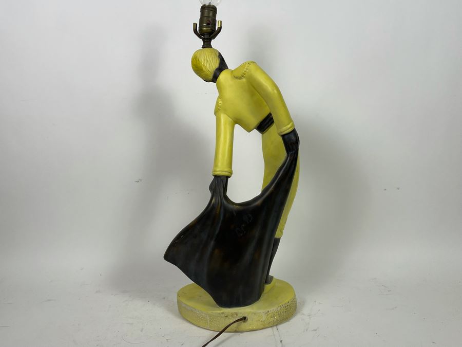 Mid-Century Bullfighter Matador Plaster Lamp Working 26H [Photo 7]