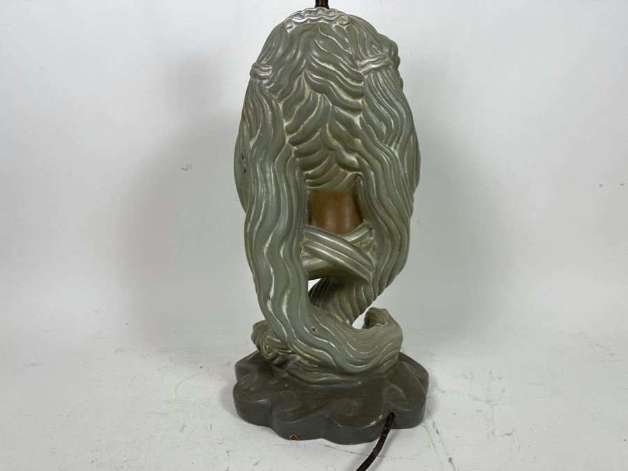 Mid-Century Plastart Woman Face Chalkware Plaster Lamp Needs Rewiring 20H [Photo 7]