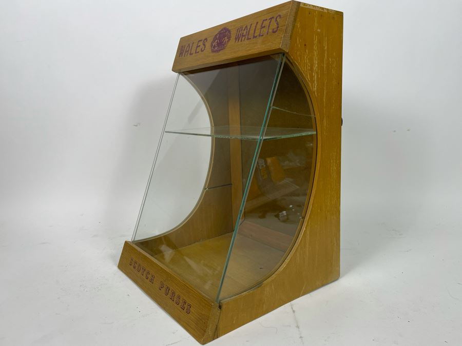 Vintage Advertising Store Display Countertop Case Wales Wallets Scotch Purses (Right Side Of Glass Has Crack) 11W X 11D X 16.5H [Photo 5]