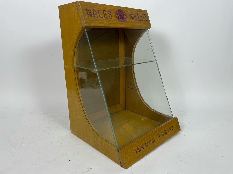 Vintage Advertising Store Display Countertop Case Wales Wallets Scotch Purses (Right Side Of Glass Has Crack) 11W X 11D X 16.5H [Photo 3]