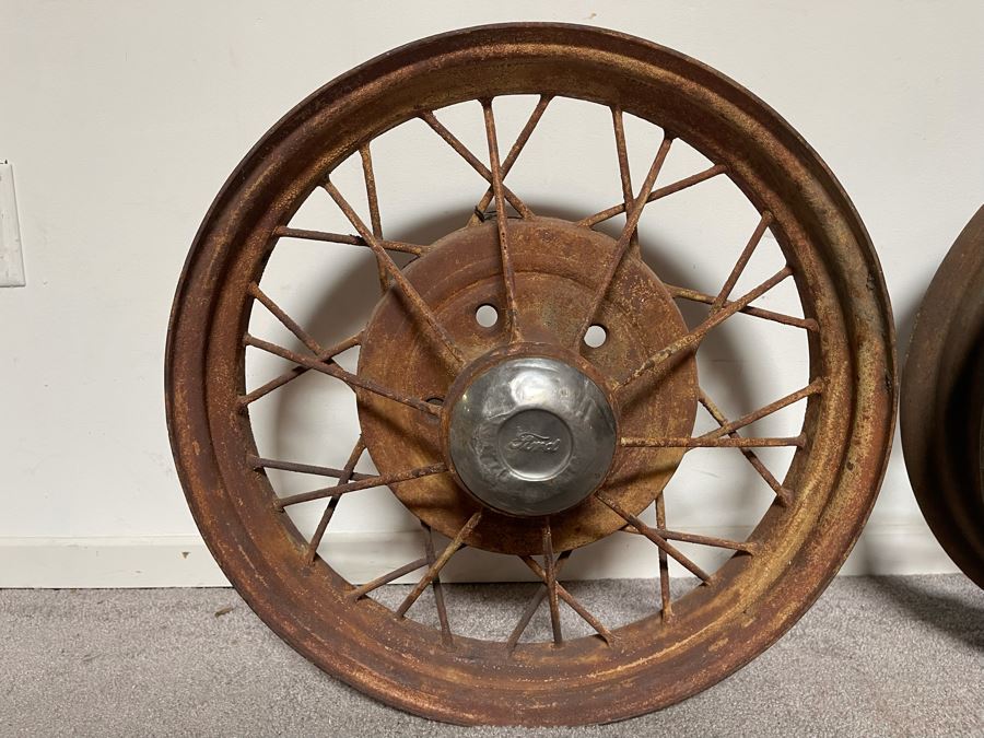 Pair Of Old Automobile Wheels One Marked Ford 20' And 19' [Photo 3]