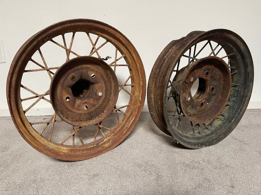 Pair Of Old Automobile Wheels One Marked Ford 20' And 19' [Photo 7]