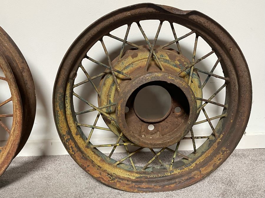 Pair Of Old Automobile Wheels One Marked Ford 20' And 19' [Photo 5]
