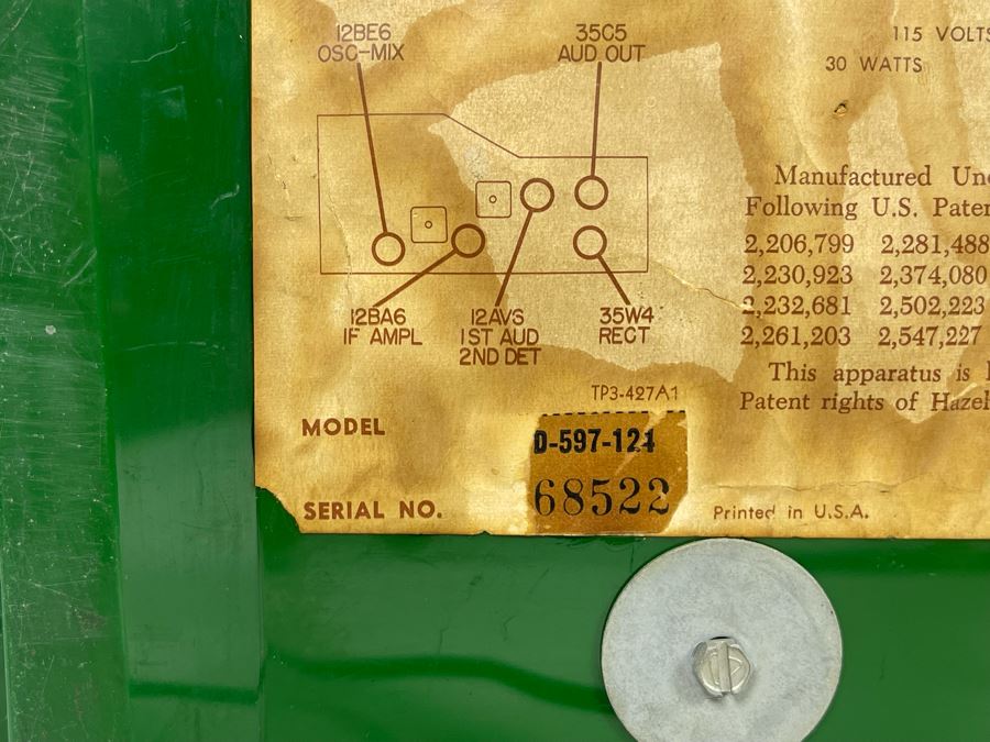 Mid-Century Philco Radio Vacuum Tubes Model D-597-124 12W X 6D X 6H Working [Photo 11]