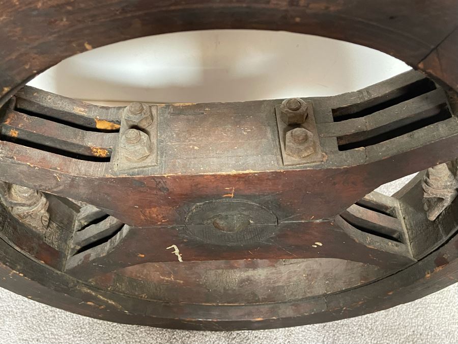 Vintage Industrial Wooden Belt Wheel Wall Decor 22R X 4.5D [Photo 8]