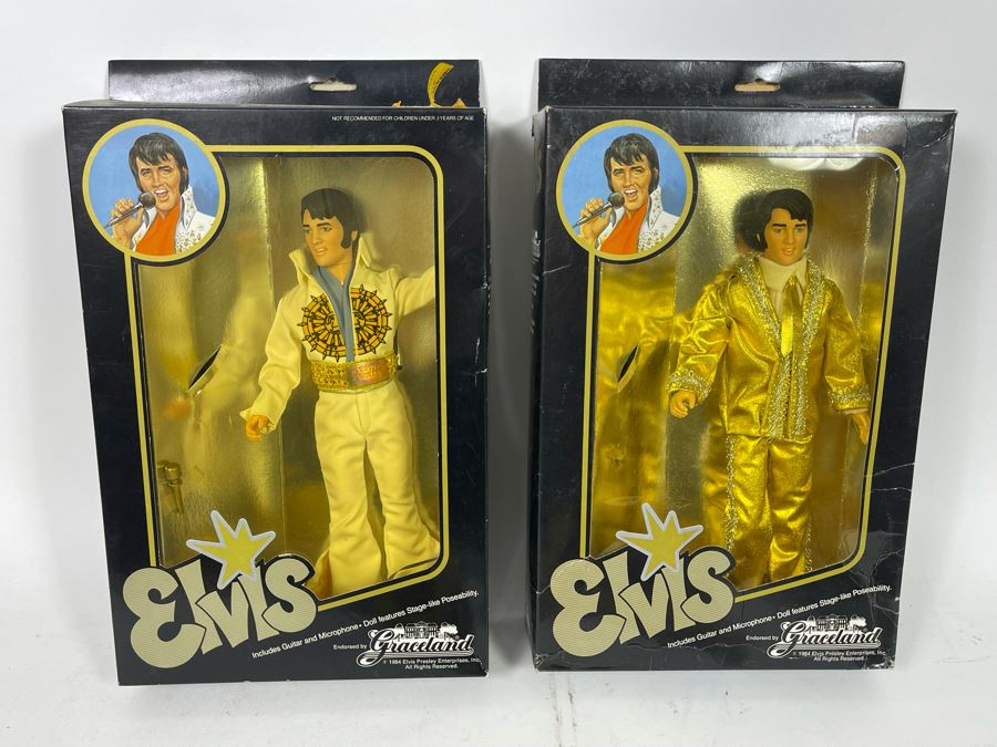 Pair Of Elvis Action Figure Dolls Graceland With Boxes 1984 [Photo 2]
