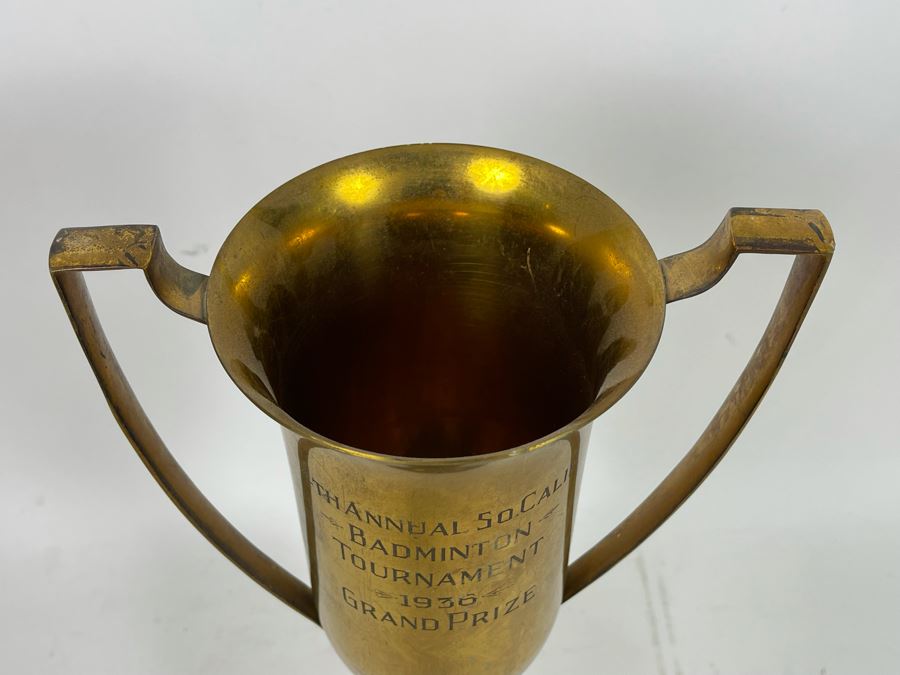 Vintage 1936 4th Annual So Cal Badminton Tournament Grand Prize Trophy 19H [Photo 8]
