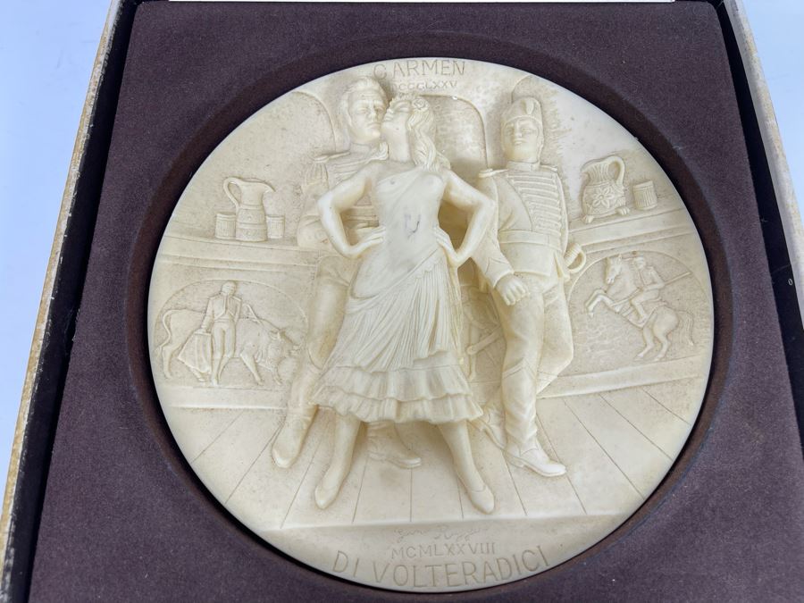 First Edition Ivory Alabaster Relief Plate Rigoletto La Scala Grand Opera Collection With Box [Photo 4]