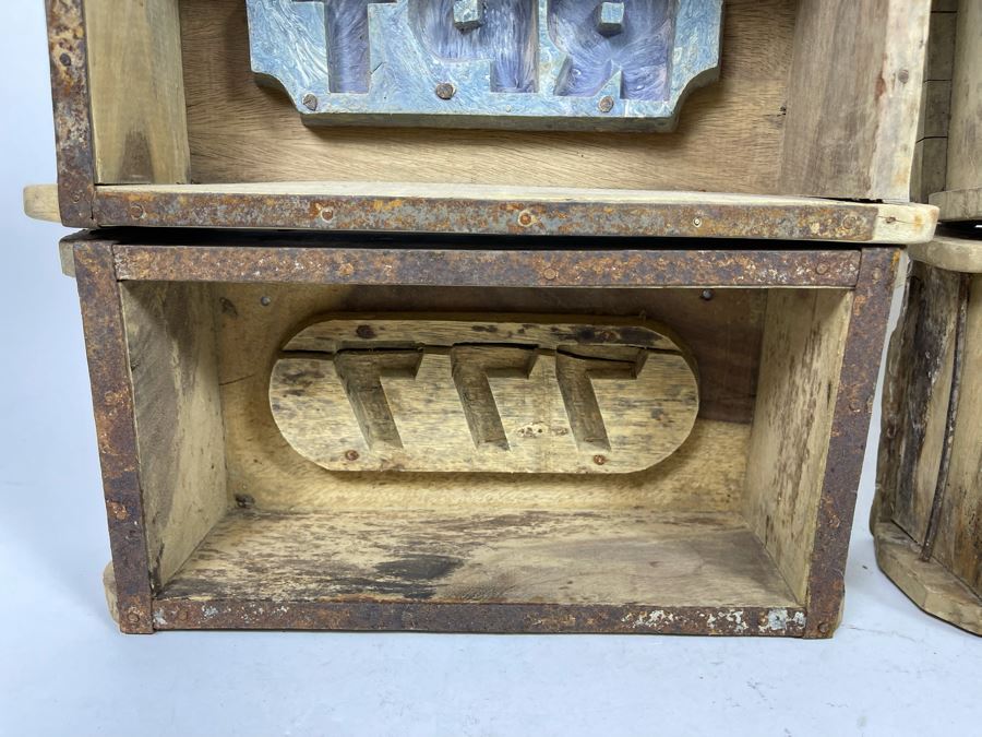 Set Of Five Wooden Boxes With Molds Wall Decor 11.5W X 5.5D X 3H [Photo 5]