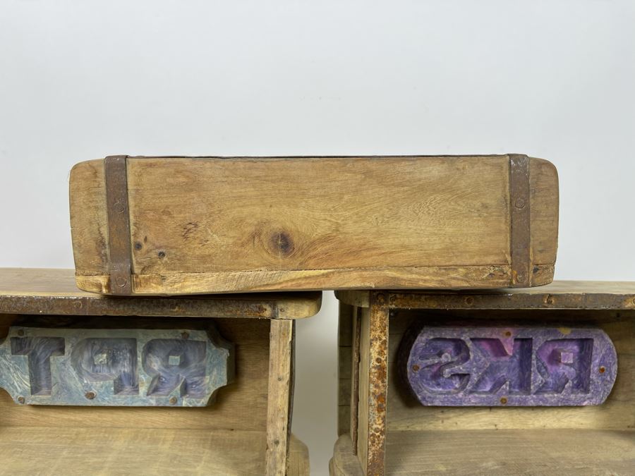 Set Of Five Wooden Boxes With Molds Wall Decor 11.5W X 5.5D X 3H [Photo 9]