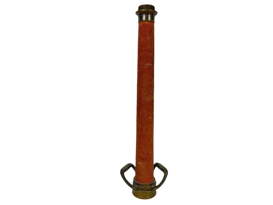 Vintage Elkhart Brass Mfg Co Firefighter's Fire Hose Nozzle Red Cord And Brass 25.5L [Photo 1]