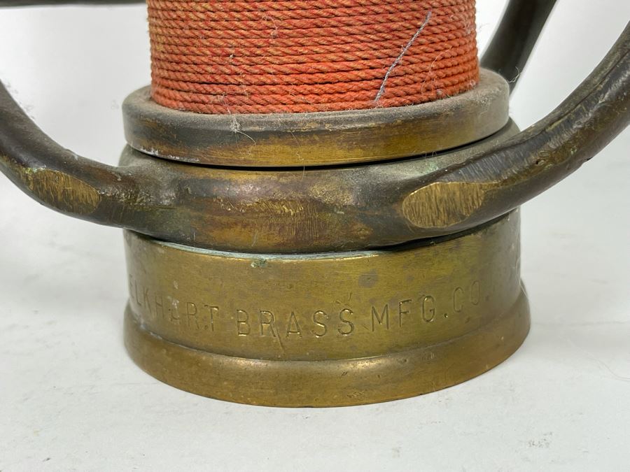 Vintage Elkhart Brass Mfg Co Firefighter's Fire Hose Nozzle Red Cord And Brass 25.5L [Photo 4]
