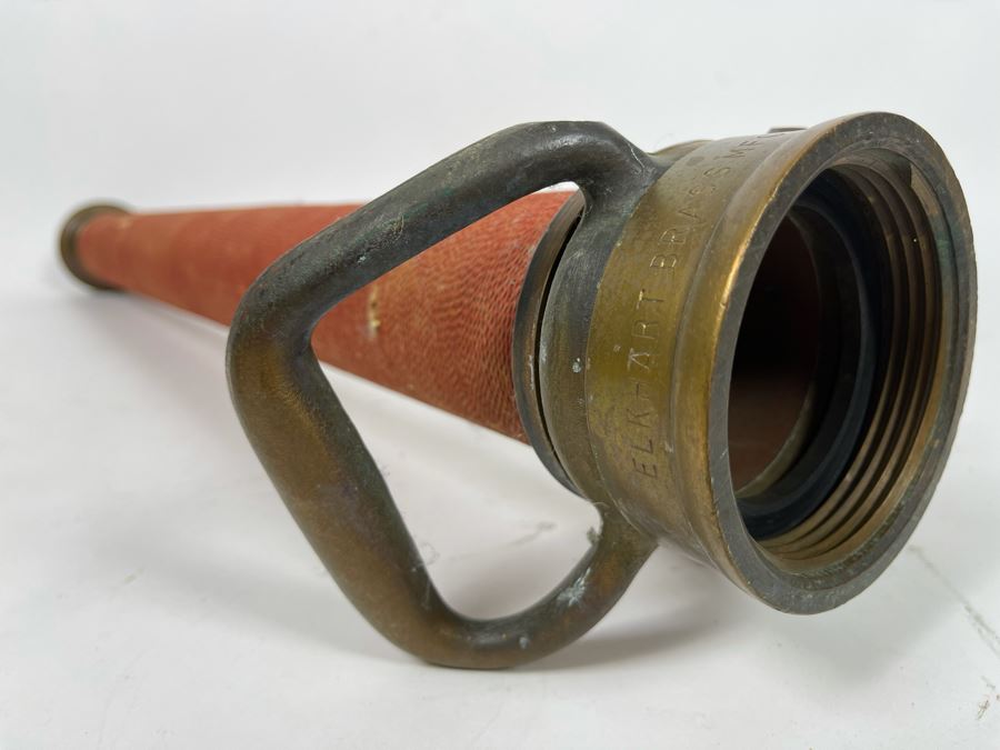 Vintage Elkhart Brass Mfg Co Firefighter's Fire Hose Nozzle Red Cord And Brass 25.5L [Photo 7]