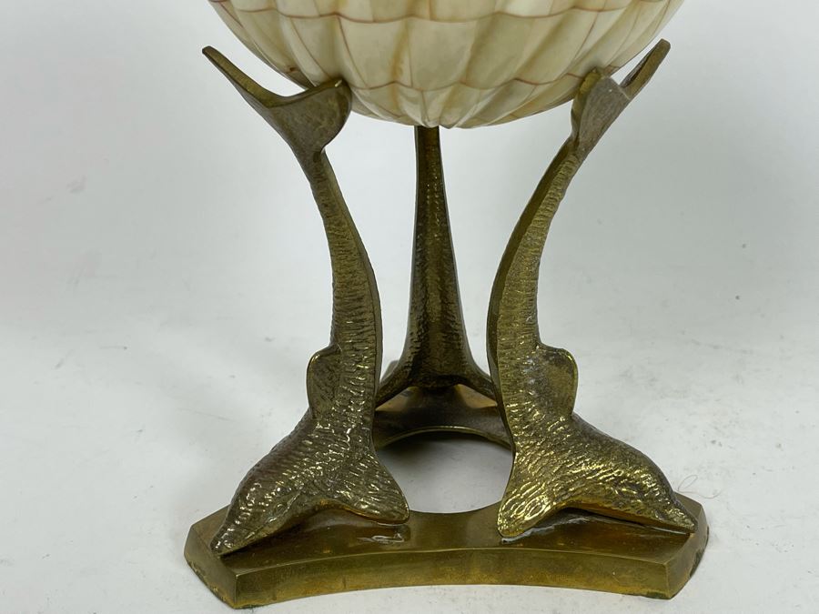 Spherical Mosiac Bone Sculpture With Brass Dolphin Base 9.5H [Photo 5]