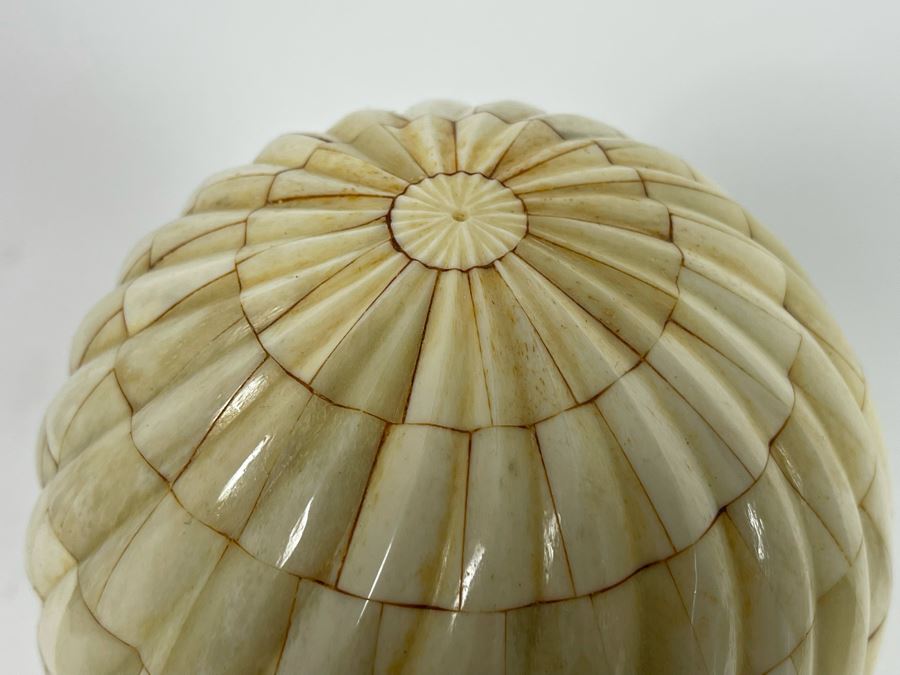 Spherical Mosiac Bone Sculpture With Brass Dolphin Base 9.5H [Photo 3]