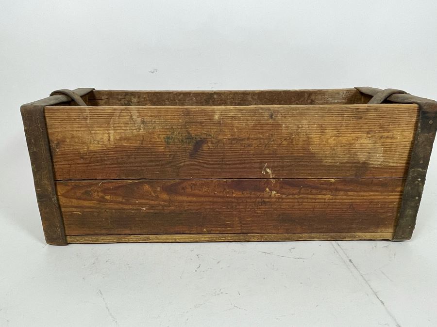 Old Wooden Toolbox With Leather Handle Strap 22W X 9D X 8H [Photo 7]