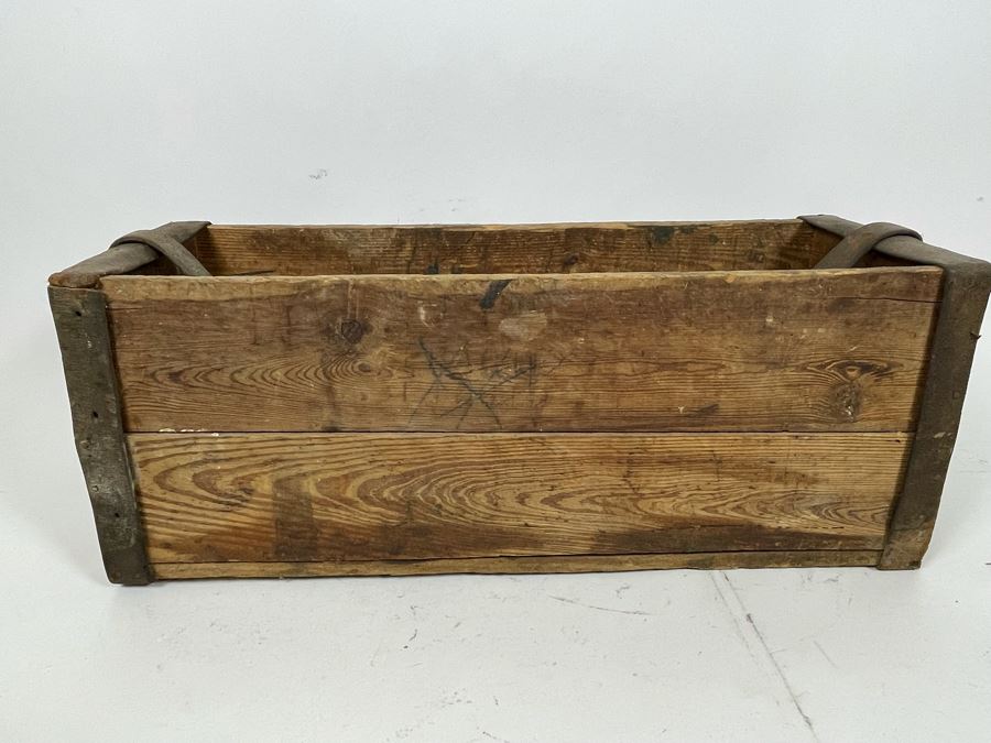 Old Wooden Toolbox With Leather Handle Strap 22W X 9D X 8H [Photo 4]